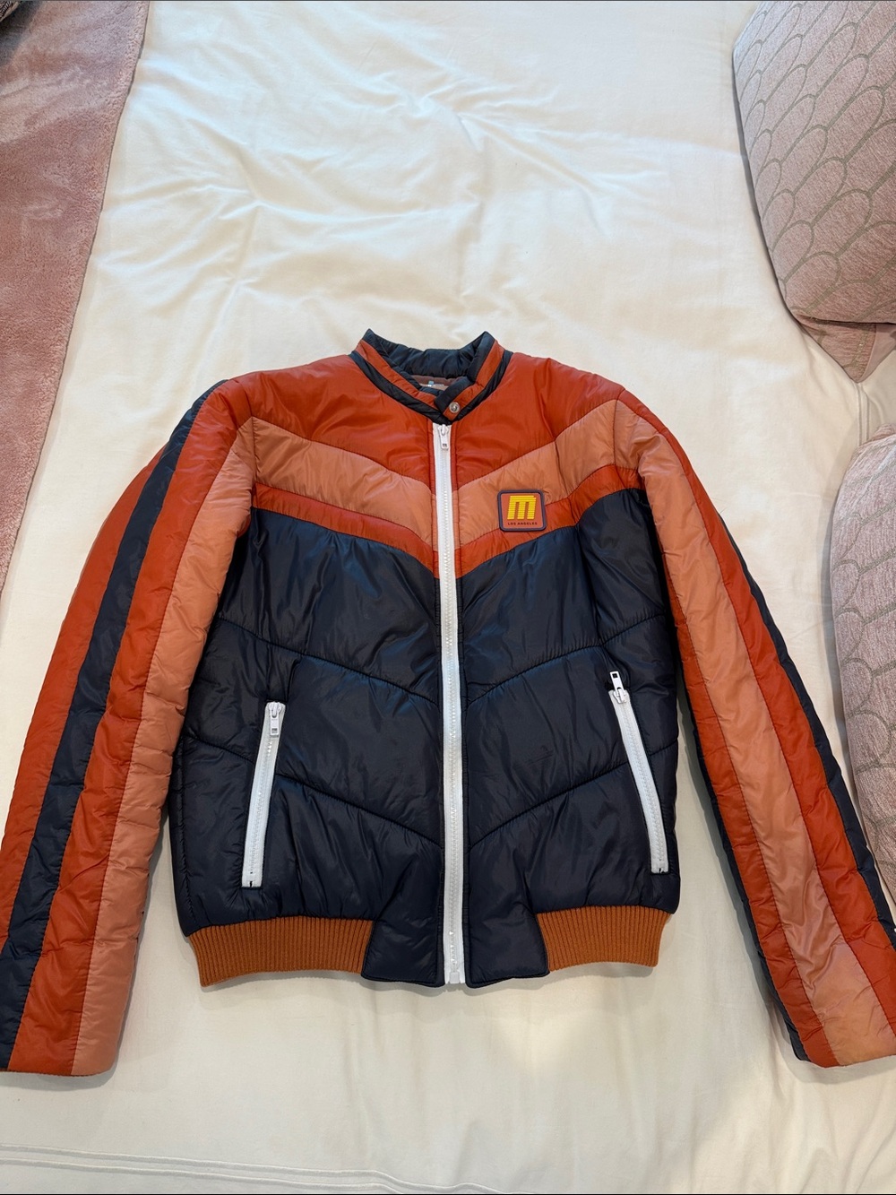 MOTHER striped bomber puffer jacket